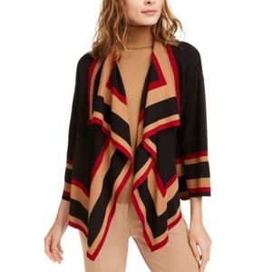 Anne Klein Striped Long Sleeve Open Cardigan